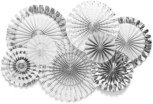 GAKA FAVOR 8er Set Party Deko Silber Weiß Papierfächer,Hängende Papier Fächer Dekoration für Party Hochzeit Geburtstag Festival Weihnachten Event Karneval GAKA FAVOR 8er Set Party Deko Silber Weiß Papierfächer,Hängende Papier Fächer Dekoration für Party Hochzeit Geburtstag Festival Weihnachten Event Karneval von GAKA FAVOR