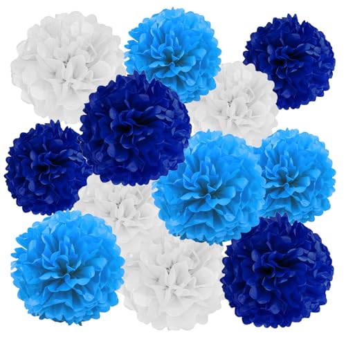 GAKA FAVOR 12er Blau und Weiß Seidenpapier Pompons Set,Tissue Hängedekoration Papier Pompoms Deko für Hochzeit,Taufe,Geburtstag,Kommunion,Graduation Party Deko GAKA FAVOR 12er Blau und Weiß Seidenpapier Pompons Set,Tissue Hängedekoration Papier Pompoms Deko für Hochzeit,Taufe,Geburtstag,Kommunion,Graduation Party Deko von GAKA FAVOR