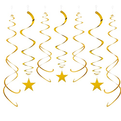 GAKA FAVOR 30 Stück Wirbel Deko Gold Stern Spiralen Girlande Folien Deckenhänger Stern DoppelSpiral Deko für Geburtstag, Hochzeit, Silvester oder Karneval Partydeko von GAKA FAVOR