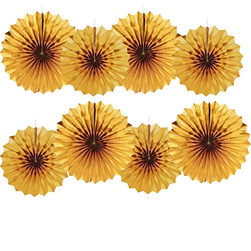 GAKA FAVOR 8er Set Party Deko Folie Gold Papierfächer,Hängende Papier Fächer Dekoration für Party Hochzeit Geburtstag Festival Weihnachten Event Karneval GAKA FAVOR 8er Set Party Deko Folie Gold Papierfächer,Hängende Papier Fächer Dekoration für Party Hochzeit Geburtstag Festival Weihnachten Event Karneval von GAKA FAVOR
