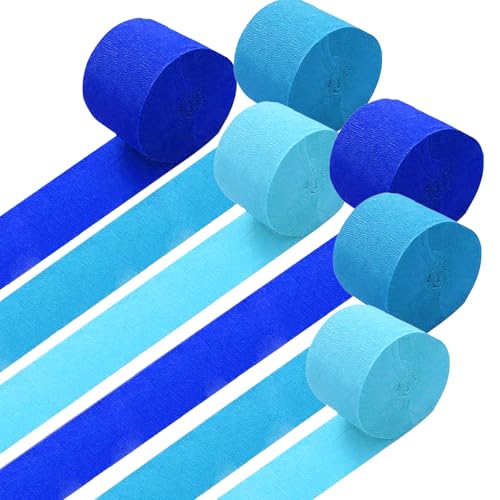 GAKA FAVOR Krepppapier Blau （6 Rolle）4.5cm x 25m,Kreppbänder Luftschlangen Blau für Hochzeit Geburtstags Party Dekoration von GAKA FAVOR