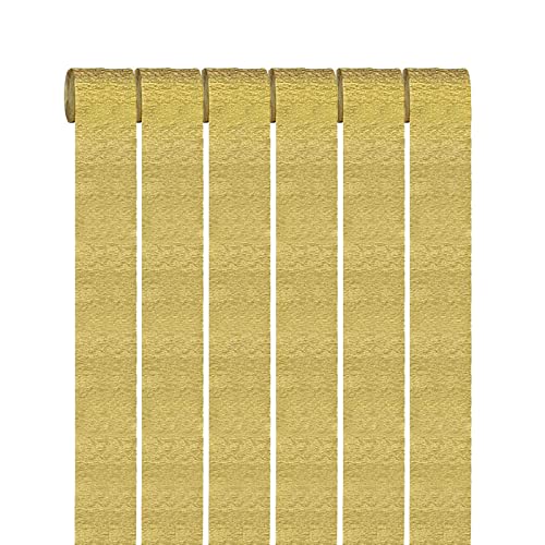 Krepppapier Gold Kreppbänder （6 Rolle）4.5cm x 25m Bänder Kreppbänder Luftschlangen,Creppapier Seidenpapier Streamer für Hochzeit Geburtstags Party Feier Dekoration von GAKA FAVOR