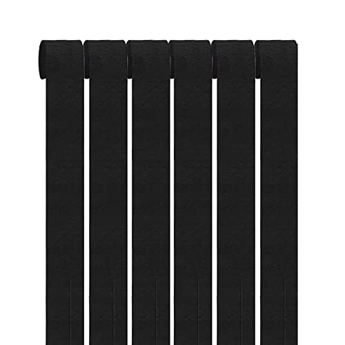 GAKA FAVOR Krepppapier Schwarz （6 Rolle）4.5cm x 25m,Kreppbänder Luftschlangen Schwarz für Hochzeit Geburtstags Party Dekoration von GAKA FAVOR