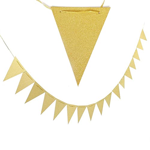 GAKA FAVOR Wimpelkette Girlande Glitzer Gold Wimpel Dreiecksflagge Banner 10 Meter für Party-Dekorationen, 30 Flaggen GAKA FAVOR Wimpelkette Girlande Glitzer Gold Wimpel Dreiecksflagge Banner 10 Meter für Party-Dekorationen, 30 Flaggen von GAKA FAVOR