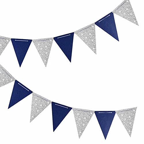GAKA FAVOR Wimpelkette Girlande Marine Blau und Silber Wimpel Dreiecksflagge Banner 10 Meter für Party-Dekorationen, 30 Flaggen GAKA FAVOR Wimpelkette Girlande Marine Blau und Silber Wimpel Dreiecksflagge Banner 10 Meter für Party-Dekorationen, 30 Flaggen von GAKA FAVOR