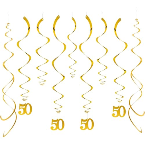 GAKA FAVOR Wirbel Deko Zahl 50 Gold Spiralen Girlande Folien Deckenhänger DoppelSpiral Deko für 50 Geburtstag, Hochzeit, Jubiläum oder Partydeko （20 Stück ） von GAKA FAVOR