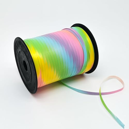 Geschenkband Ballonband Makrone Regenbogen, 500 Meter Ringelband 5 mm zum Basteln Dekorieren & Verpacken von Geschenken zu jedem Anlass von GAKA FAVOR