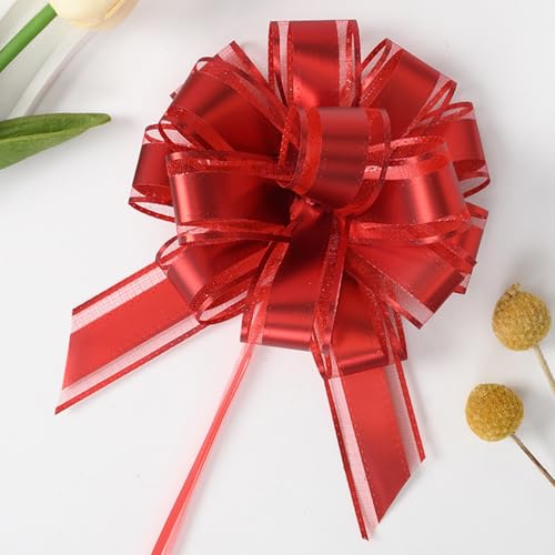 Geschenkschleife Rot Groß(16cm),10 Stück Geschenkbänder Ziehschleife Rot,Geschenk Schleife für Hochzeit Geburtstag Geschenkverpackung von GAKA FAVOR