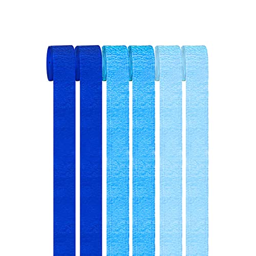 GAKA FAVOR Krepppapier Blau （6 Rolle）4.5cm x 25m,Kreppbänder Luftschlangen Blau für Hochzeit Geburtstags Party Dekoration von GAKA FAVOR