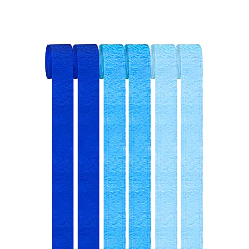 Krepppapier Dunkelblau Hellblau Himmelblau Kreppbänder （6 Rolle）4.5cm x 25m Bänder Kreppbänder Luftschlangen,Creppapier Seidenpapier Streamer für Hochzeit Geburtstags Party Feier Dekoration von GAKA FAVOR