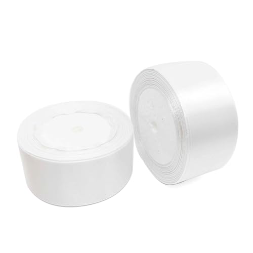 GAKA FAVOR Satinband Weiß 38mm X 22 Meters (2 Rollen),Dekoration Geschenkband breit Schleifenband Bänder Weiss,Stoffband für Hochzeit,Taufe und Geburtstag Geschenke von GAKA FAVOR