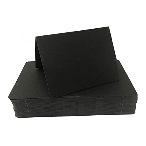 50 Stück schwarze Blanko-Platzkarten für Hochzeiten, Bankette, Dinnerpartys, gefaltete Sitzzuweisung, 8,9 x 6,9 cm (schwarz) von GAKA