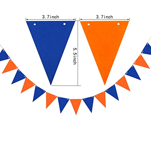 GAKA Wimpelkette, Vintage, doppelseitig, glitzernd, Blau und Orange, Dreiecksflagge, Wimpel, Partydekoration, Upgrade-Glitzer-Version, 30 Stück Flaggen, 1 Stück, 30 Stück Flaggen, 1 Stück von GAKA