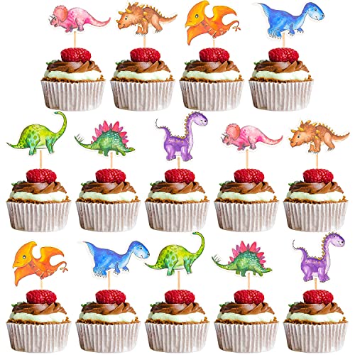 GALEPEE Dinosaurier Party Cupcake Toppers 42 Stück Dino Tortendeko, Dinosaurier Cupcake Topper, Dino Muffin Deko, Dinosaur Cupcake Toppers für Kinder Geburtstag Party Geburtstag Deko von GALEPEE