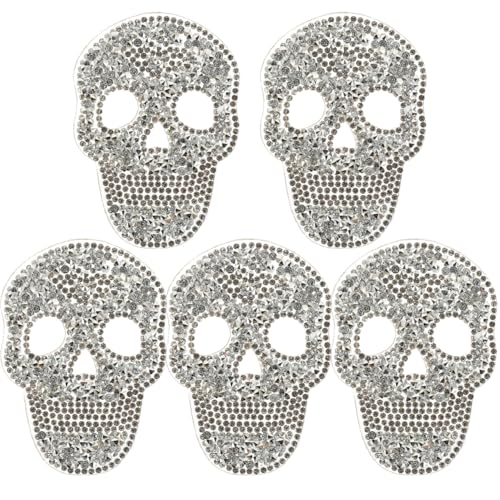 5 StüCk Glitzer AufnäHer Diamond Hot Patch FüR Diy Kleidung Reparatur Und Dekoration Silber Harz 8.40 X 5.90 Cm von GALPADA