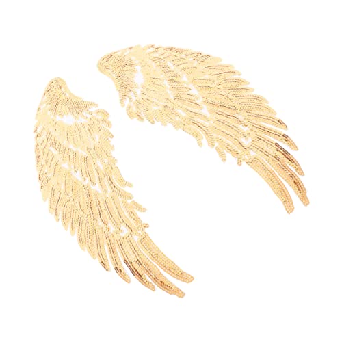 GALPADA 1 Paar Pailletten-Flügel-Patch Cosplay Engelsflügel Stickerei Pailletten Applikationen Rucksack Dekoration Applikation nähen Applikationen für Kleidung aufnähen Polyester Golden von GALPADA