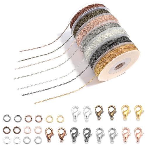 GALPADA 1 Satz DIY Schmuck Kette Kit mit Elektropulverierte Kette Hummerverschlüsse Biegeringe Farben für Armband und Halskettenherstellung von GALPADA
