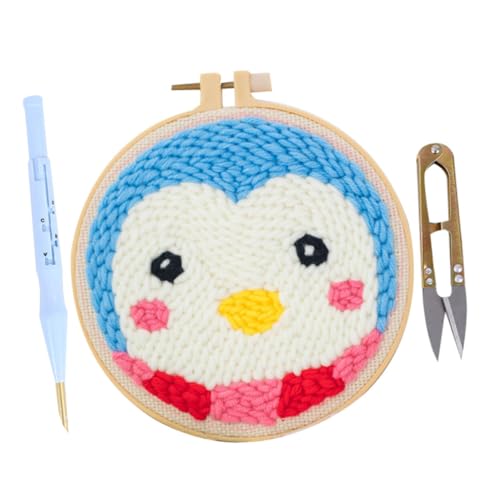GALPADA 1 Satz DIY Stanznadel Stickerei Set für Anfänger Runde Stoffunterlage Schere Faden und Zubehör für Kreative Kinderhandwerke und DIY Kunstprojekte von GALPADA
