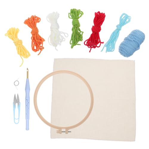GALPADA 1 Satz DIY Stanznadel Stickerei Set mit Runder Basis Bunte Wollfäden und Zubehör für Kunsthandwerk Kleine Regenbogen Designs für Kreative Projekte von GALPADA