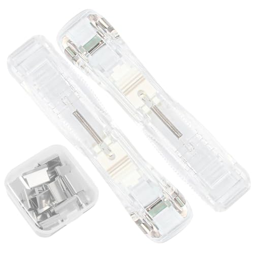 GALPADA 1 Satz Kompakter Klammerhefter Set für Büro und Studium Wiederverwendbarer Klammerspender ohne Schäden an Papier Transparentes Design mit Nachfüllbox GALPADA 1 Satz Kompakter Klammerhefter Set für Büro und Studium Wiederverwendbarer Klammerspender ohne Schäden an Papier Transparentes Design mit Nachfüllbox von GALPADA
