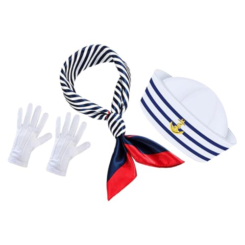 GALPADA 1 Satz Nautisches Kostüm Set für Männer und Frauen Accessoires für Partys Cosplay und Halloween mit Blau Weißem Streifenmuster GALPADA 1 Satz Nautisches Kostüm Set für Männer und Frauen Accessoires für Partys Cosplay und Halloween mit Blau Weißem Streifenmuster von GALPADA