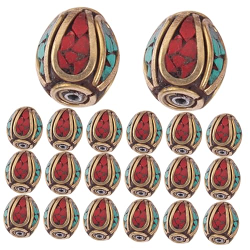 GALPADA 1 Satz Nepalese Messing Spacer Perlen Mit Türkis Diy Schmuckbedarf Für Armbänder Und Anhänger Für Bastelprojekte Und Dekorationen 20 Stück GALPADA 1 Satz Nepalese Messing Spacer Perlen Mit Türkis Diy Schmuckbedarf Für Armbänder Und Anhänger Für Bastelprojekte Und Dekorationen 20 Stück von GALPADA