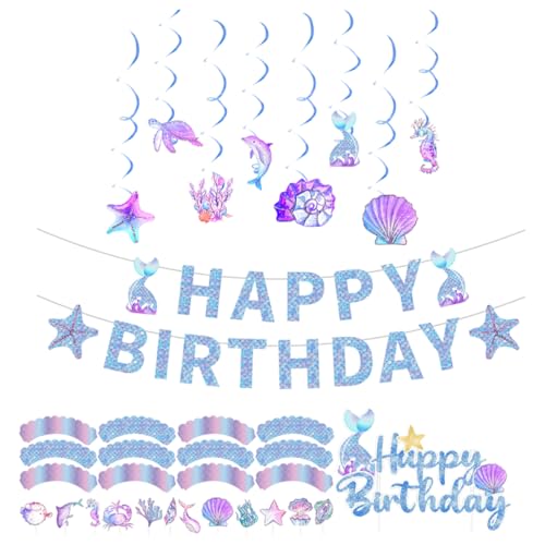 GALPADA 1 Satz Ocean Themen Geburtstagsfeier Deko Set Geburtstag Banner Kleine und Große Plakate für Unvergessliche Feierlichkeiten für Kindergeburtstage und Unterwasserpartys GALPADA 1 Satz Ocean Themen Geburtstagsfeier Deko Set Geburtstag Banner Kleine und Große Plakate für Unvergessliche Feierlichkeiten für Kindergeburtstage und Unterwasserpartys von GALPADA