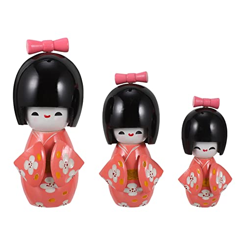 GALPADA 1 Satz Traditionellen Kimono Puppen Japanische Holzfigur mit Buntem Design für Dekoration und für Wohnräume und Besondere Anlässe von GALPADA