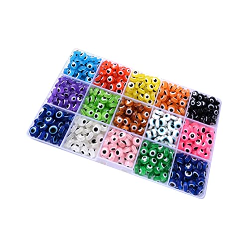 GALPADA 1 Schachtel Evil Eye Resin Perlen Flach DIY Schmuckperlen für Halsketten Armbänder Ohrringe Basteln Bunte Langlebige Schmuckzubehör von GALPADA