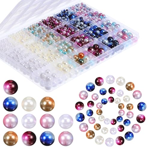 GALPADA 1 Schachtel Faux Perlen Schmuckherstellung Perlen mit Löchern für DIY Bastelprojekte Vielseitige Verwendung für Schmuck und Dekoration von GALPADA