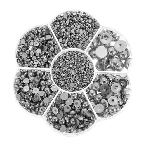 GALPADA 1 Schachtel Halbperlen Kunststoff Perlen Halbperlen Kleben Leicht Für DIY Nail Art Schmuck Basteln Mit Kreativer Halbkreisform Silber Farbe von GALPADA