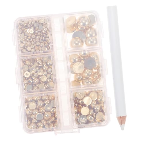 GALPADA 1 Schachtel Simulierte Perlen Charms Halbkreis Dekorationen für Nägel DIY Bastelzubehör im Set Hochwertige Selbstklebende Bastelperlen für Kreative Nail Art und Armbänder von GALPADA