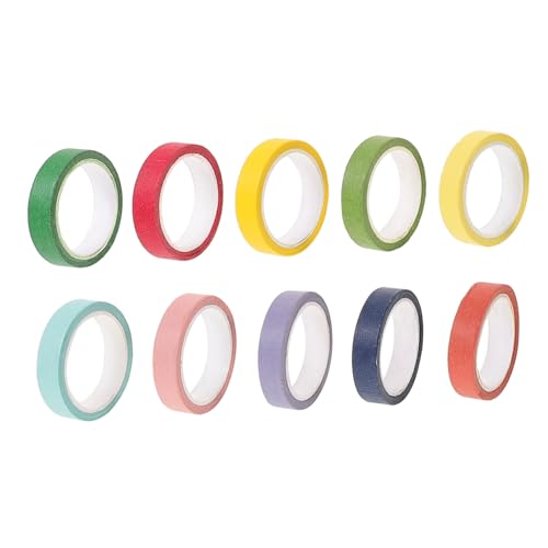 GALPADA 10 Rollen Regenbogen Washi Klebeband Leicht Abreißbar Vielseitig Dekorativ für DIY Tagebuch Scrapbook Planer Bunte Papierklebebänder für Glatte Oberflächen Teilig von GALPADA