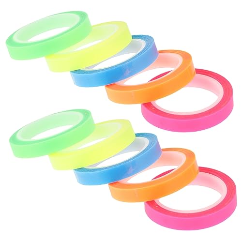 GALPADA 10 Rollen Transparente Abnehmbare Textmarker Bänder Bunte Fluoreszierende Haftnotizen für Seitenmarkierungen für Schule und Büro von GALPADA