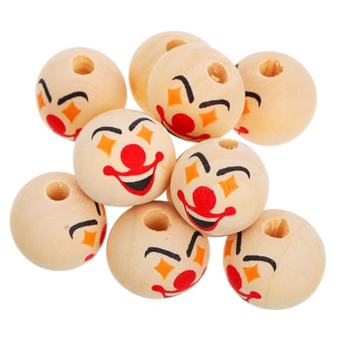GALPADA 10 Stück Holzperlen mit Clown Gesichtern Kreatives DIY Schmuckzubehör für Armbänder und Ohrringe für Bastelaktivitäten und Geburtstagsfeiern von GALPADA