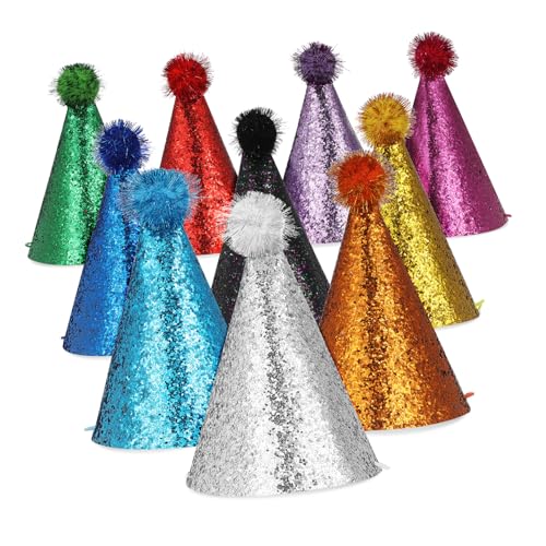 GALPADA 10 Stück Partyhüte für Erwachsene Dreieckshüte aus Polyester Bunten Farben für Geburtstagsfeiern Halloween und Festliche Anlässe Stabiler Sitz mit Tragebändern GALPADA 10 Stück Partyhüte für Erwachsene Dreieckshüte aus Polyester Bunten Farben für Geburtstagsfeiern Halloween und Festliche Anlässe Stabiler Sitz mit Tragebändern von GALPADA