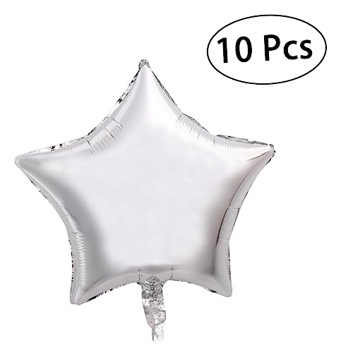 GALPADA 10 Stück Silberner Fünfzack Stern Folienballons für Hochzeiten Geburtstagsfeiern und Valentinstag Dekoration Wiederverwendbare Heliumballons von GALPADA