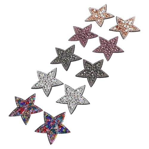 GALPADA 10 Stück Teiliges Austauschbare Stern Aufnäher mit Glitzer Strasssteinen Bunte Bügelpatches für DIY Kleidung Hüte Taschen und Jacken Dekorative Einfache Anwendung und Reparatur von GALPADA