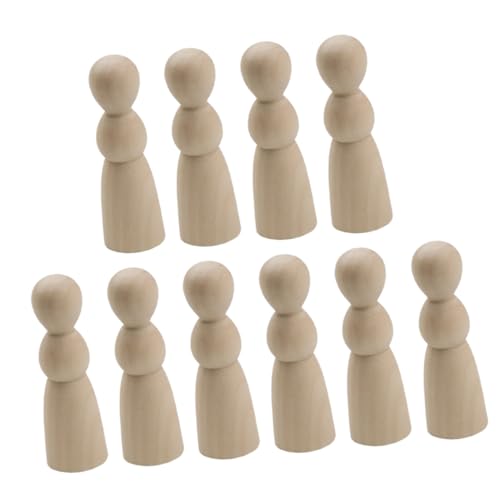 GALPADA 10 Stück Teiliges DIY Holzpuppen Naturfarbene Peg Dolls zum Bemalen Glatte Holzfiguren für Bastelbedarf Miniatur Dekoration Geschenkidee für Erwachsene von GALPADA