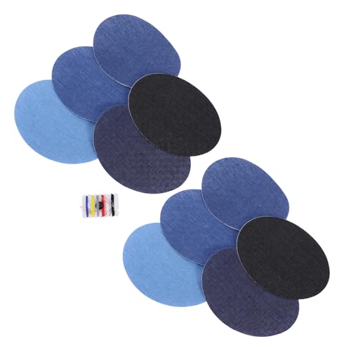 GALPADA 10 Stück Teiliges Denim Bügelflicken mit Nähset Farben Baumwolle Jean Patches zum Aufbügeln und Nähen Robuste Reparatur für Kleidung Jacken Jeans Schnelle DIY Textilreparatur von GALPADA