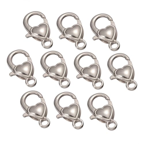 GALPADA 10 Stück Teiliges Herzförmige Karabiner Hummerklauen Verschlüsse aus Langlebiger Legierung für Schlüsselanhänger Schmuck DIY Zubehör Silberfarbene Schmuckverschlüsse für Armband von GALPADA