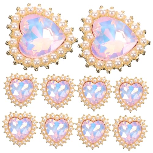 GALPADA 10 Stück Teiliges Herzförmiges Perlen Charms mit Imitationsperlen Bastelverzierung für Schmuck Haarschmuck und DIY Karten Farbton Vielseitig Einsetzbar für Kreative Accessoires von GALPADA