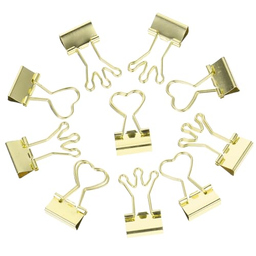 GALPADA 10 Stück Teiliges Herzklammern Dekorative Binder Clips für Büro und Schule Multifunktionale Büroklammern Gold Organisieren von Notizen und Dokumenten von GALPADA
