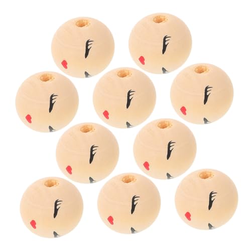 GALPADA 10 Stück Teiliges Holzperlen mit Lachendem Gesicht Kleine Runde Holzperlen für DIY Schmuck Anhänger und Bastelarbeiten Fröhliche Cartoon designs für Armbänder und Halsketten von GALPADA