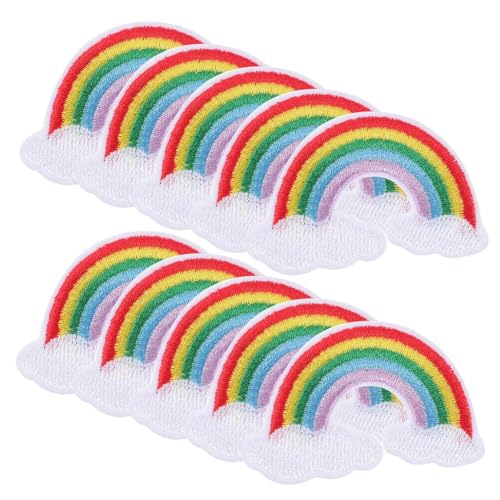 GALPADA 10 Stück Teiliges Regenbogen Wolken Aufbügel Patches Bestickte Kleidung Accessoires zum Aufnähen für Jeans Jacken Hüte Taschen Langlebige Hautfreundliche Stoffapplikationen von GALPADA