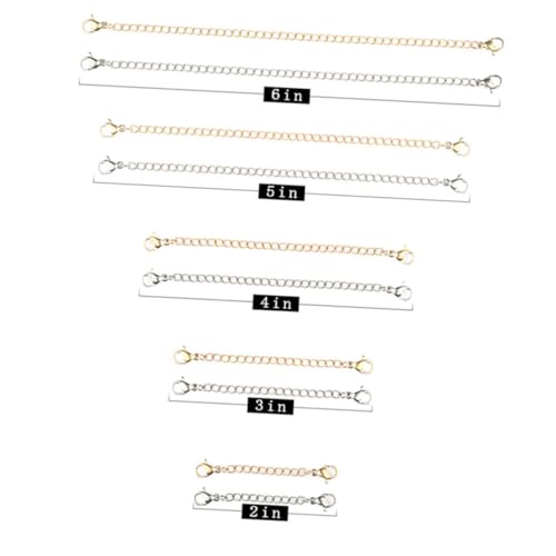 GALPADA 10 Stück Teiliges Schmuckkette Verlängerung mit Doppeltem Karabinerverschluss Verschiedene Längen Einfaches Anbringen für Armband und Halskette zum Basteln von GALPADA