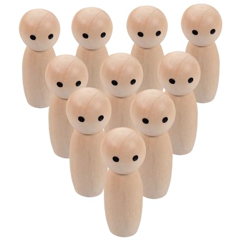 GALPADA 10 Stück Teiliges Unbemalte Holz puppen zum Bemalen Naturfarbene DIY Holzfiguren für Handgefertigte Holz peg dolls als Spielraumdeko und Geschenk von GALPADA