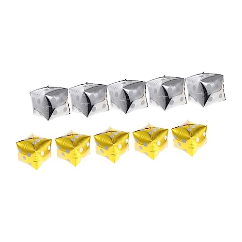 GALPADA 10 Stück Teiliges Würfel Folienballon Leichte Aluminiumfolie Partydekoration in Gold und Silber Thematisch Passend für Casino Geburtstag Valentinstag Hochzeit Club und Bar von GALPADA