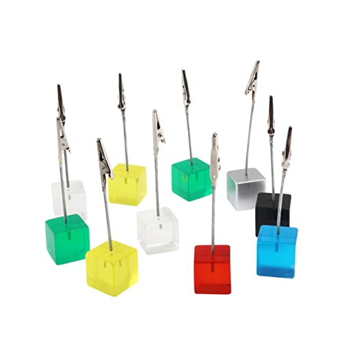 GALPADA 10 Stück Teiliges Würfel Resin Kartenhalter Zufällige Farben für Notizen und Fotos Tischdekoration für Büro und Zuhause bei Platz Zufällige Farbe Zufällige Farbe von GALPADA