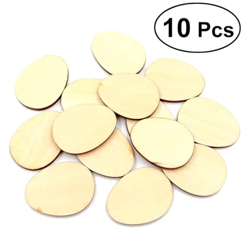 GALPADA 10 Stück dekorative Holzspäne geformt lackierbar Mini-Eier- malen Oval weihnachts streudeko dekofiguren weihnachten Ostereier Dekoration Ostereiendekoration Hölzern Beige von GALPADA
